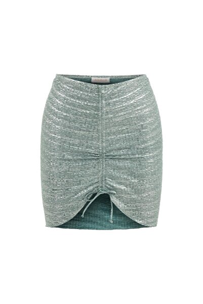 AQUELLA Πράσινη πλισέ φούστα με κορδόνι