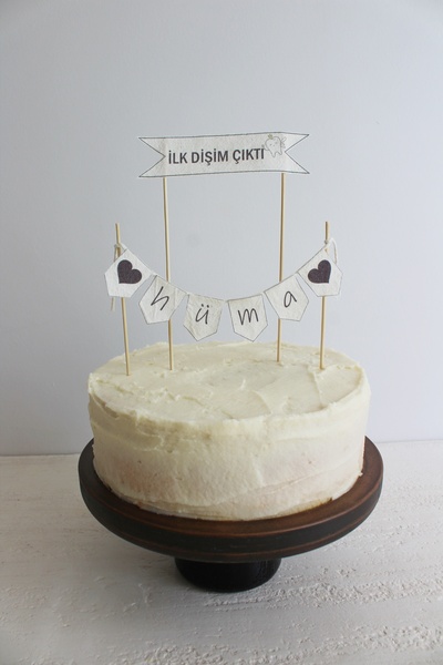bymila İSME ÖZEL İLK DİŞİM ÇIKTI Pasta Süsü SETİ -İSME ÖZEL İLK DİŞİM ÇIKTI Doğum Günü Süsü SETİ