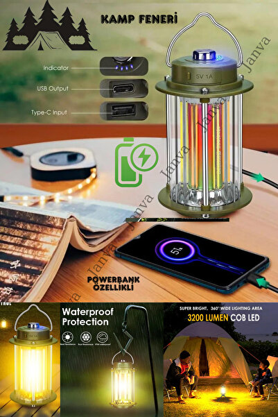 Janva Acil Durum Ev Ve Araba Tamir Için Kamp Çadırı Işık Asma Şarjlı Kamp Fen...