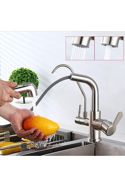 OEM Kitchen Sink Faucet with Dual Flow Water Purification Outlet New Matte Chrome Nickel Imported
