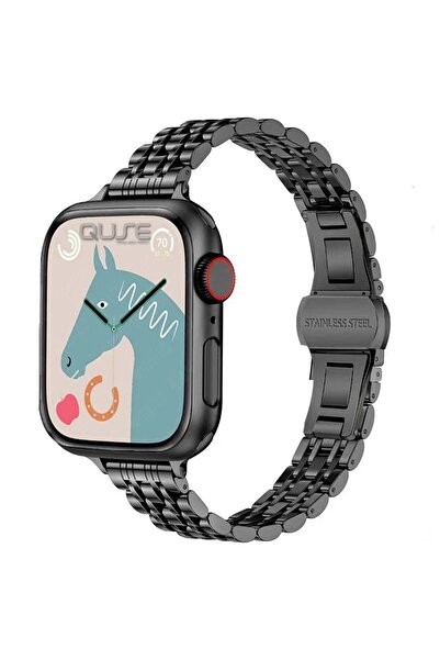 Quse Apple Watch 46/45/44mm & Series 1-3 42mm ile Uyumlu Slim Jubilee Metal K...