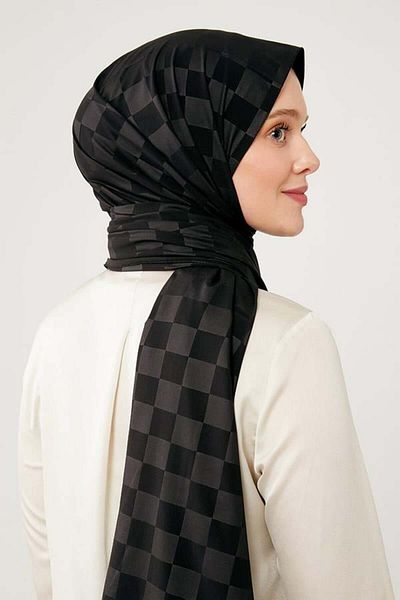 Levidor Σάλι ζακάρ με μοτίβο Elegance Black Checker