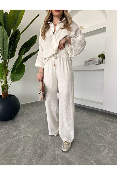 Fashionbox BeiGe Colored Women's Shirt and Trousers Set