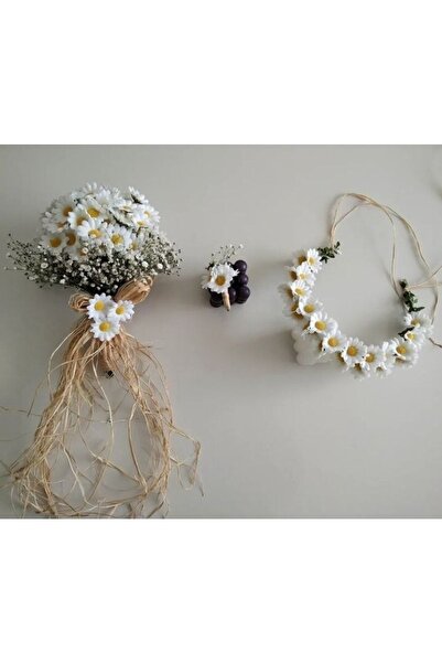 ALYA ÇİÇEK Beyaz Cipsolu Papatya Buketi Seti