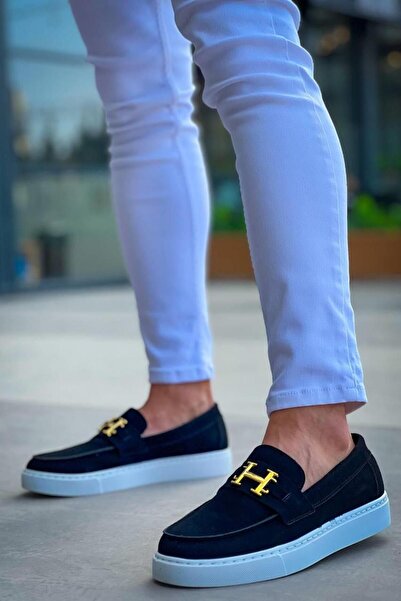 MELAMS MAİNZ Suede H přezka Casual Loafer – neformální klasické pánské boty, černo/bílá – KBC