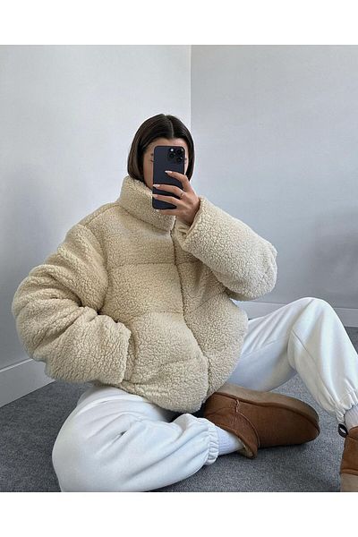 Teddy bear jacket bershka shop