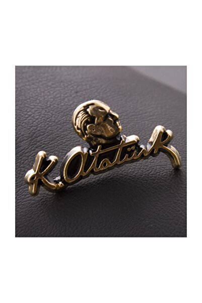 efmues Atatürk Imzalı Yaka Rozeti Sarı Renk rozet 1 adet