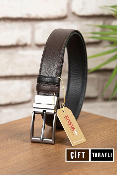 KASVA DERİ 3.5 Cm Çift Taraflı Orijinal Deri Kemer