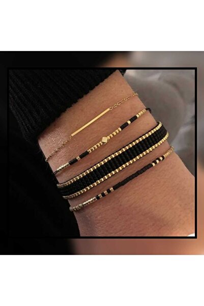 nunusletaktakistir Siyah Gold Miyuki Bileklik