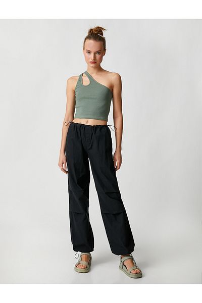 Koton Crop Ribbed Athlete One Shoulder mit Fensterdetail