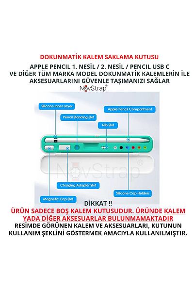 NovStrap صندوق حماية لقلم الكمبيوتر اللوحي متوافق مع جميع أقلام العلامات التجارية Apple Pencil 1/2/usb C/pro