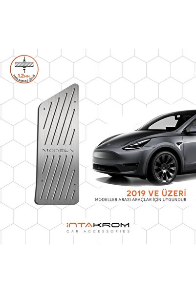 İntachrom Tesla Model Y Krom Ayak Dinlendirme Pedalı - 2019 ve Üzeri ( Düz Çi...