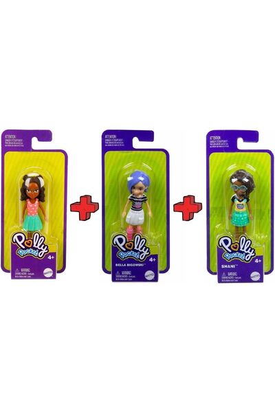 Polly Pocket 3'lü Set Shani Bella Mavi Saçlı Kumral Esmer Siyah Saçlı 3lü Set...