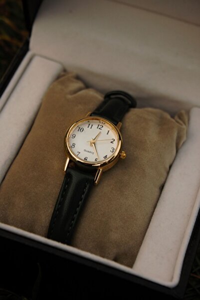 QUARTZ Marka Vintage Deri Kordon Yuvarlak Klasik Minimal Kol Saati