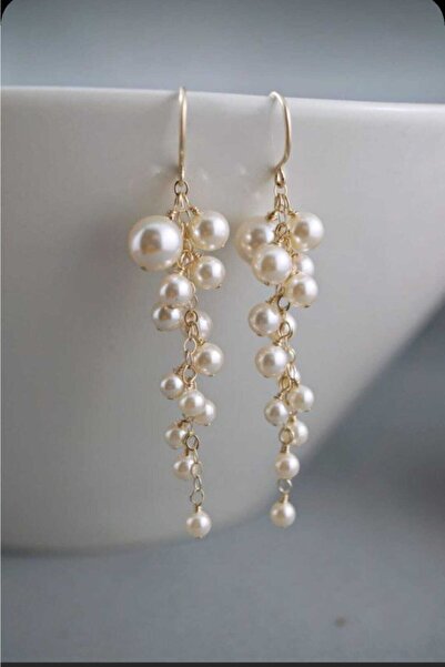 hbtasarim Şık&trend Özel Tasarım Incili Salkım Küpe