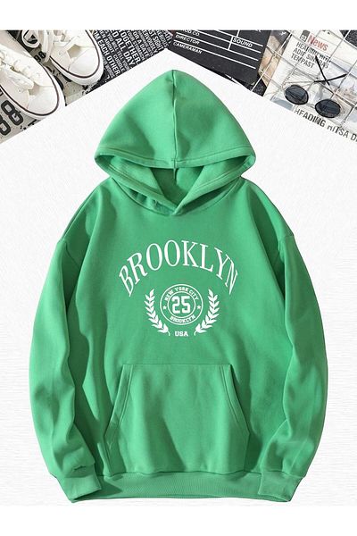 BENROMA Суитшърт с качулка Brooklyn Green Oversize - 25 щампи