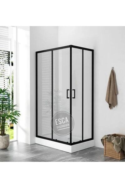 Esca Dikdörtgen Tekneli Yerli Üretim Siyah Duşakabin Pro Seri- 5 Mm Temperli ...