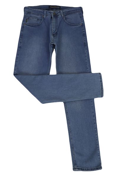 HACKER DENIM Men's Light Blue High Waist Comfortable Cut Pipe Leg Large Size Jean Trousers - Fistan Store