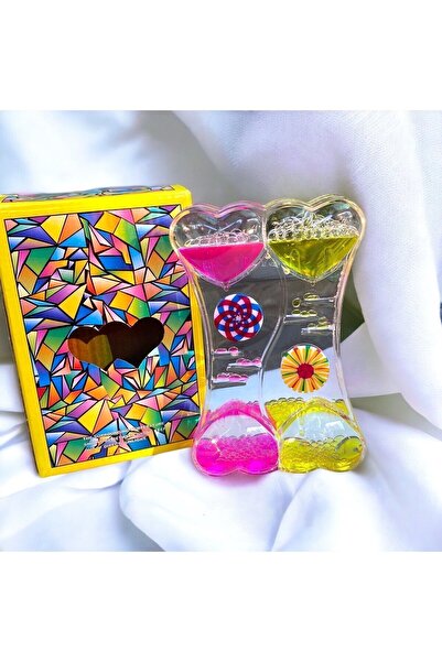 Se Promo Çift Kalpli Hareketli Sıvı Kum Saati-dekoratif-masa Süsü