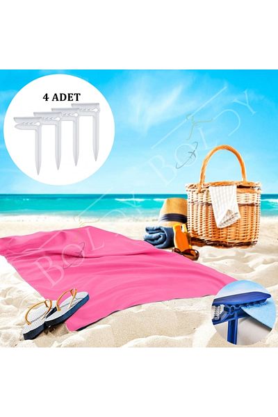 Boldy 4-piece Beach and Spring latch - Towel Stake and Stabilizer - Towel Holder