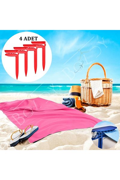 Boldy 4-piece Beach and Spring latch - Towel Stake and Stabilizer - Towel Holder
