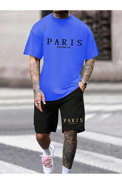 MODARİCH Paris Romantic Oversize χτενισμένο βαμβακερό σορτς και σετ T-Shirt -...