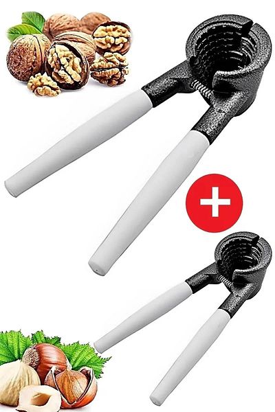 Star 2-Piece Hard Plastic White Handle Cast 2-Piece Walnut and Hazelnut Cracker Set 2 Pieces