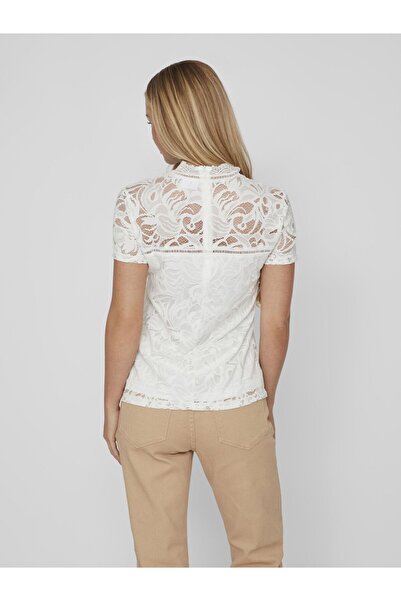 VILA Oberteil mit kurzen Ärmeln Spitzen