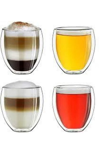 çerçi Carat 220 ml Thin Glass Cup - Double Sided Borosilicate 2 Pack