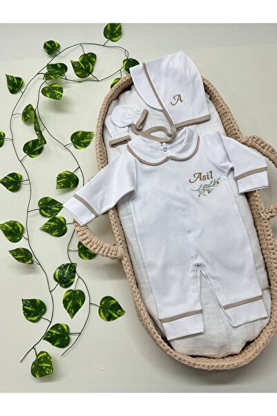 İnsta Bebe İsimli Özel Tasarım Tulum Eldiven ve Bonet Şapka 3'lü Set