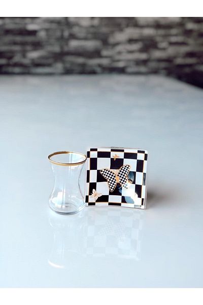 GÜRCÜGLASS طقم شاي الفراشة المربعات 12 قطعة