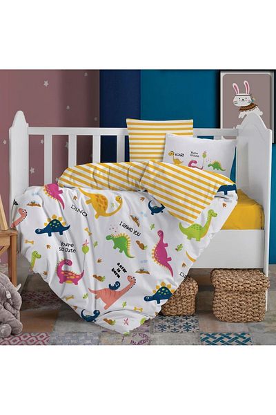 Altınbaşak Yellow Dino Baby Duvet Cover Set