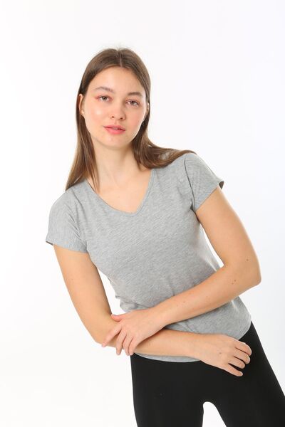 CHEISU Γυναικείο μπλουζάκι Grimelange με κοντό μανίκι V λαιμόκοψη Basic 100% ...