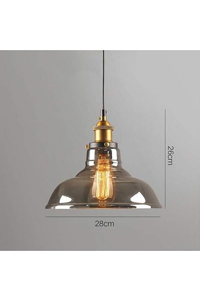 RİOLİGHT Rustic, Retro, Vintage Smoked 1Xe27 Single Glass Pendant Chandelier Diameter: 28cm Note: Price Is