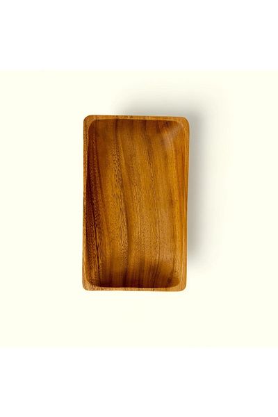 ELZEY HOME Natural Acacia Rectangular Serving & Salad Bowl 25x16 cm