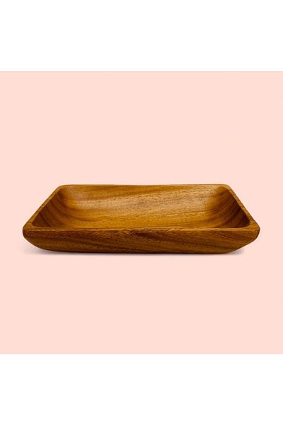 ELZEY HOME Natural Acacia Rectangular Serving & Salad Bowl 25x16 cm