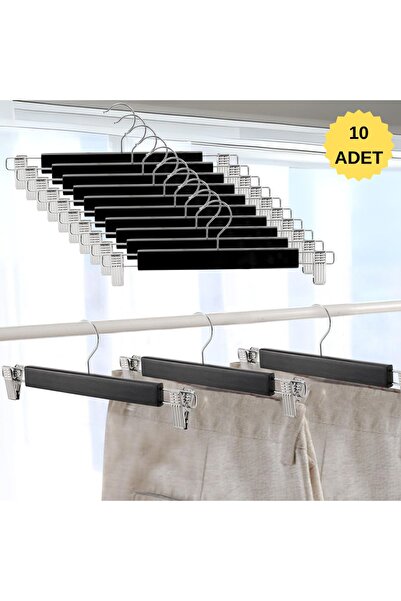 MODELPAZAR 10 ADET Elbise Askısı Ahşap Askılık Mandallı Kıyafet Askısı etek A...