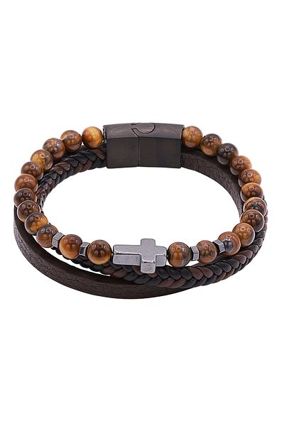 Heideman Lederarmband Herren Giulio schwarz und braun farben casual
