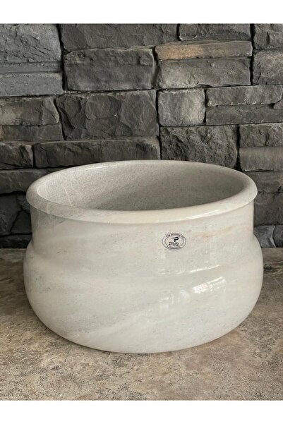 Polen Stone Beyaz %100 Mermer Saksı / Kurna 1.sınıf Malzeme Ve Işçilikli