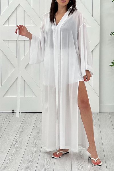 Hazinedan Pareo lung și kimono pentru femei cu imprimeu floral
