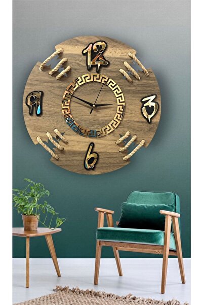 Genel Markalar Halatlı Modern Tasarım Ahşap Duvar Saati,duvar Saati,ahşap Saa...
