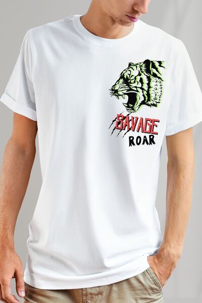 FANA Men's Printed T-Shirt - Savage Tiger Printed Oversize T-Shirt