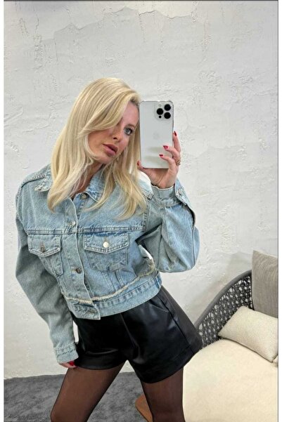 Azra Moda Style Τζιν μπλε γυναικείο τζιν μπουφάν - Trendy Crop