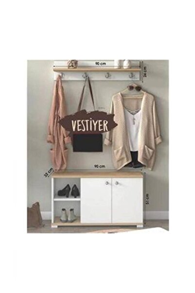 Ruumstore Ruum Store Vestiyer Ayakkabılık Askılık 90x32x51cm