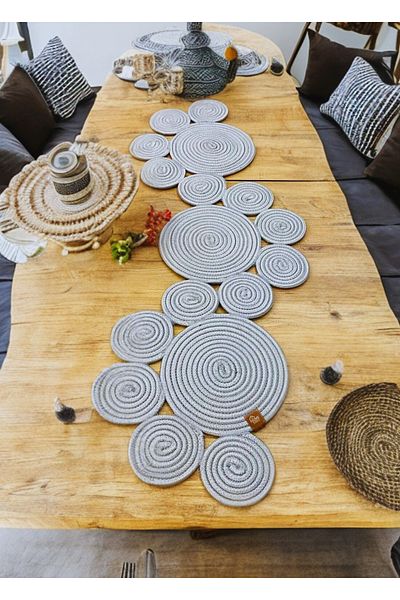 HomeTurko Față de masă din răchită din iuta - Runner pentru decorațiuni interioare, ornament pentru măsuță de cafea
