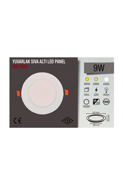 MAXLED 9W 6500K White Round Led Recessed Panel - High Yield and Long Life