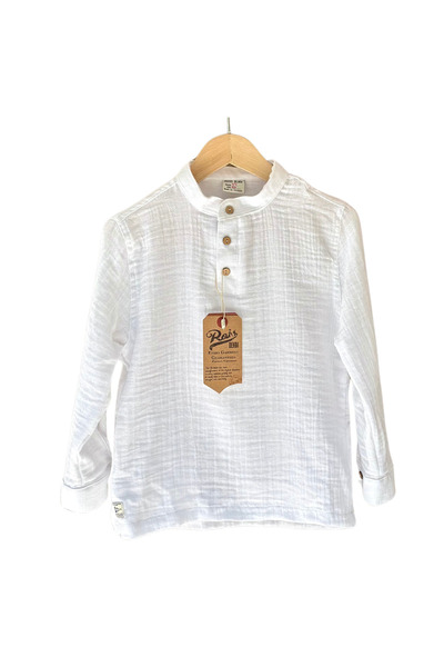 rois kids Organic Hakim Yaka Müslin Gömlek Beyaz Renk