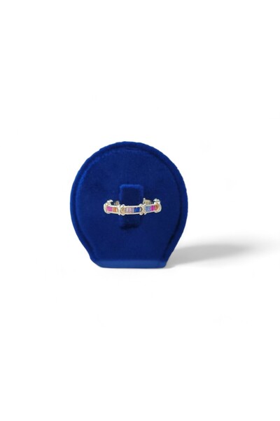 Hedea خاتم نسائي ذو صف حجري ذهبي اللون