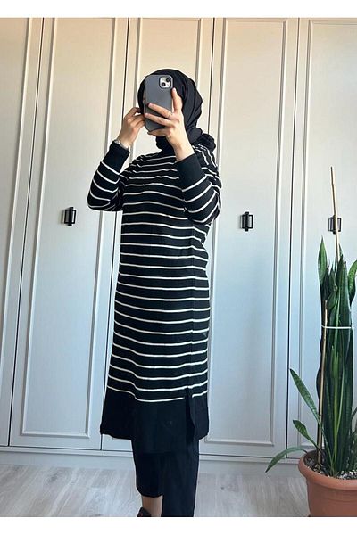 deywearst Ριγέ χιτώνα Hijab