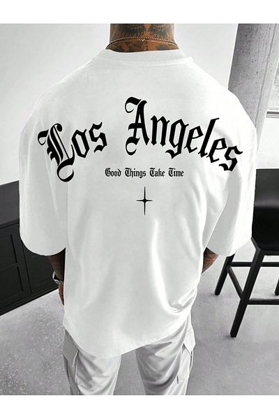 BUY CENTER Ανδρικό μπλουζάκι Oversize - Los Angeles Good Things, με στάμπα στην πλάτη